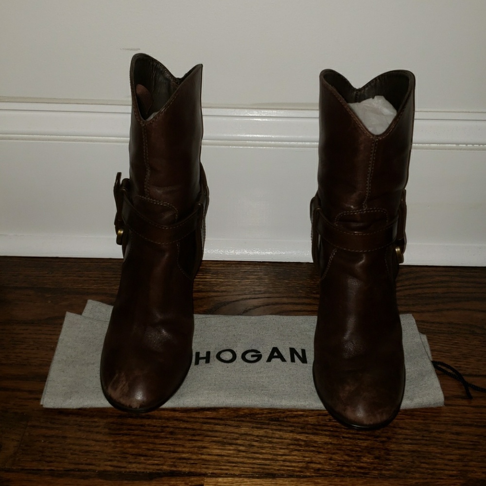 Authentic Hogan brown leather boots